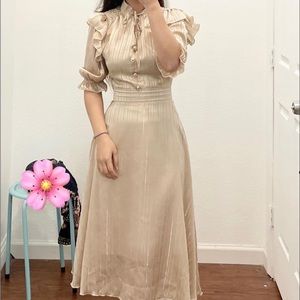 Soft silk pleated midi dress